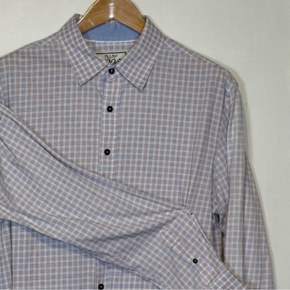 Jos. A. Bank 1905 Tailored Fit Blue Plaid Cotton Button Down Shirt Men's XL